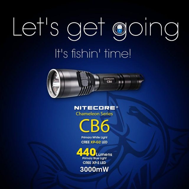 Nitecore CB6 Fishing Flashlight, BLUE LED Signal Flashlight