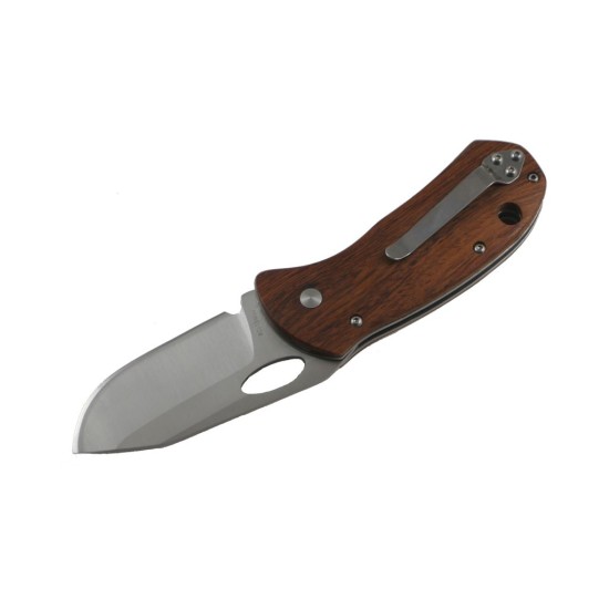 Enlan EL-05 EDC Folding Knife [Rose Wood Handle, Liner Lock, Drop Point, Fine Edge]