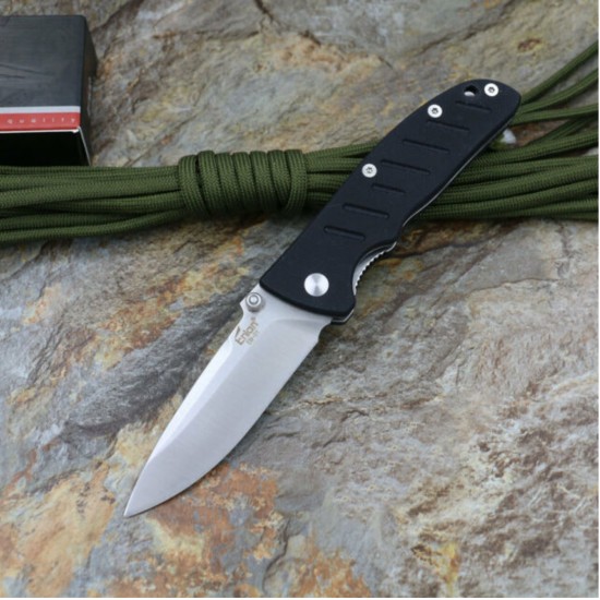Enlan EM-01 EDC Folding Knife [G10 Handle, Liner Lock, Drop point, Fine Edge]