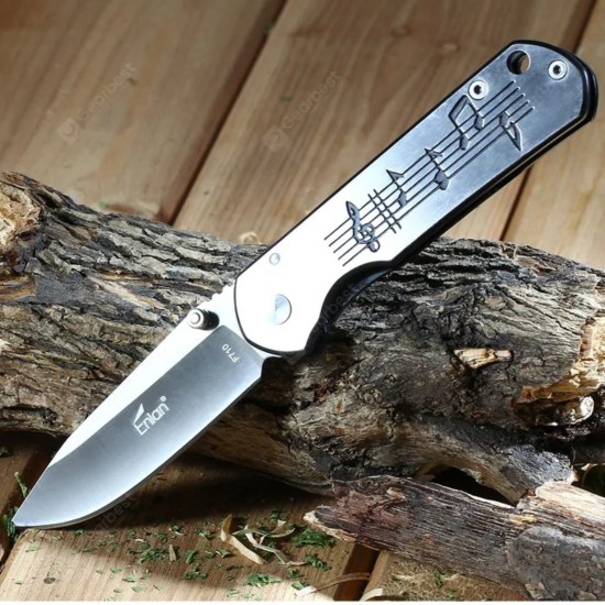 Enlan F710B EDC Folding Knife [Stainless Steel Handle, Frame Lock, Drop point, Fine Edge]