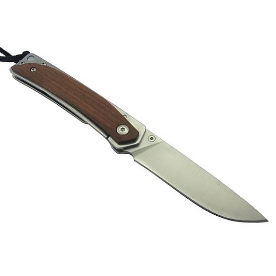 Enlan L03-2 EDC Folding Knife [Rose wood Handle, Liner Lock, Drop point, Fine Edge]