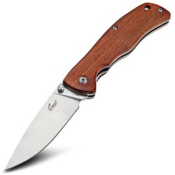 Enlan L05-1 EDC Folding Knife [Rose wood Handle, Liner Lock, Drop point, Fine Edge]