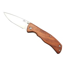 Enlan L05-1 EDC Folding Knife [Rose wood Handle, Liner Lock, Drop point, Fine Edge]