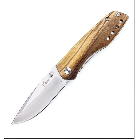 Enlan M011 EDC Folding Knife [Wood Handle, Liner Lock, Drop point, Fine Edge]