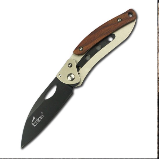 Enlan M030PF EDC Folding Knife [Aluminum Handle, Liner Lock, Drop point, Fine Edge]