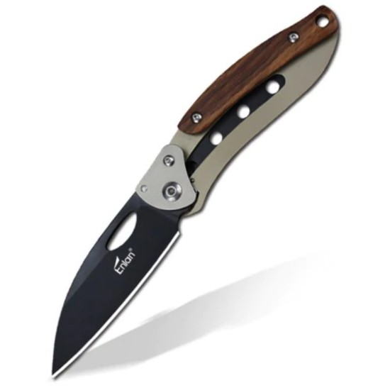 Enlan M030PF EDC Folding Knife [Aluminum Handle, Liner Lock, Drop point, Fine Edge]
