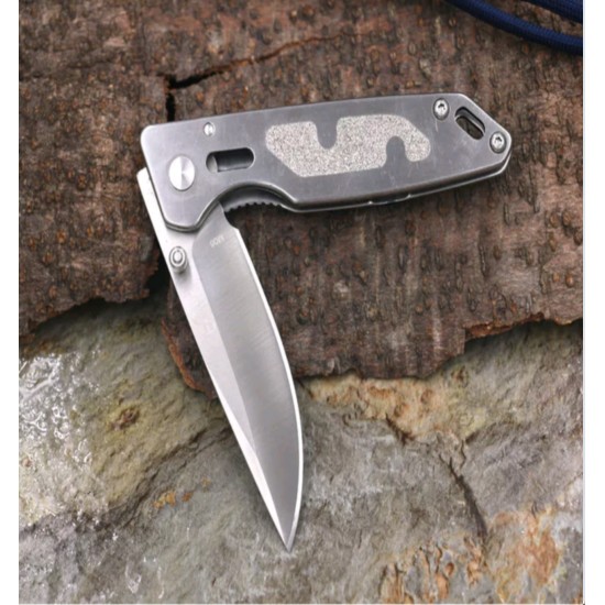 Enlan M06-1 EDC Folding Knife [Stainless Steel Handle, Frame Lock, Drop point, Fine Edge]