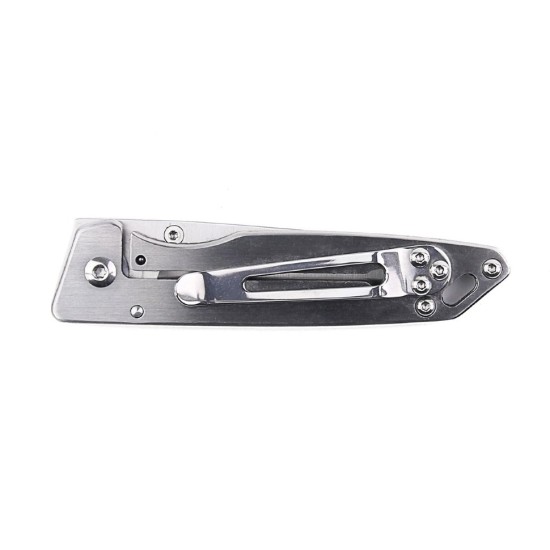 Enlan M06-2 EDC Folding Knife [Stainless Steel Handle, Frame Lock, Drop point, Fine Edge]