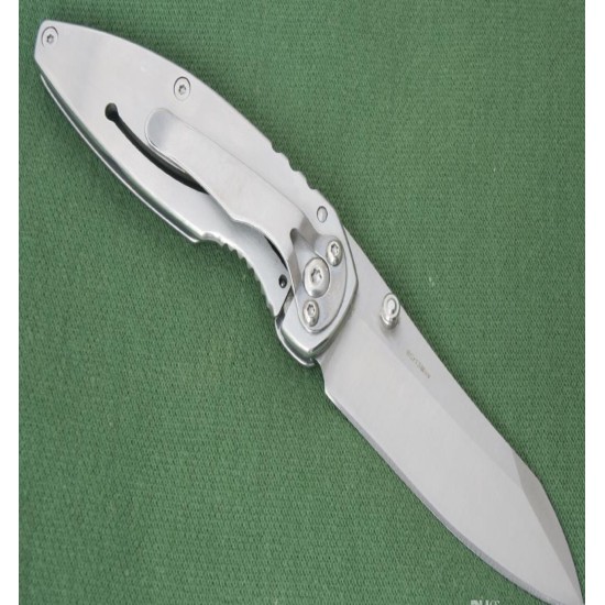 Enlan M08-2 EDC Folding Knife [Stainless Steel Handle, Frame Lock, Drop point, Fine Edge]