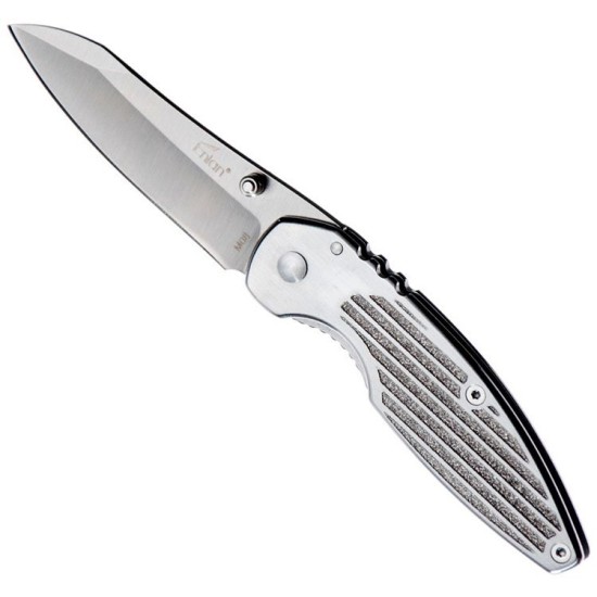 Enlan M08-2 EDC Folding Knife [Stainless Steel Handle, Frame Lock, Drop point, Fine Edge]