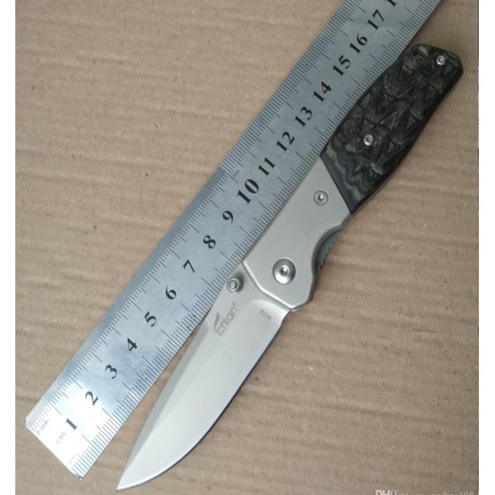 Enlan M09-2 EDC Folding Knife [Stainless Steel Handle, Liner Lock, Drop point, Fine Edge]