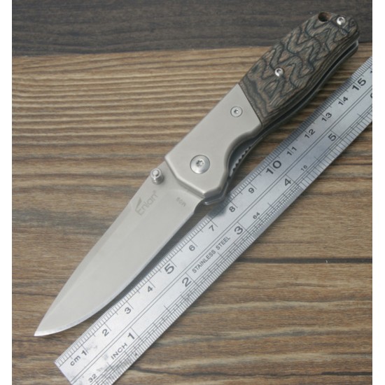 Enlan M09-3 EDC Folding Knife [Stainless Steel Handle, Liner Lock, Drop point, Fine Edge]