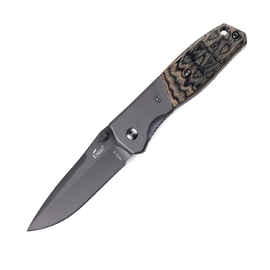 Enlan M09-3 EDC Folding Knife [Stainless Steel Handle, Liner Lock, Drop point, Fine Edge]