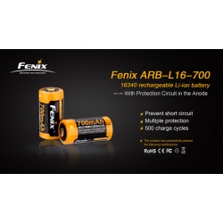 Fenix 16340 (RCR123A) 700mAh 3.7v Rechargeable Li-ion Battery (ARB-L16-700)