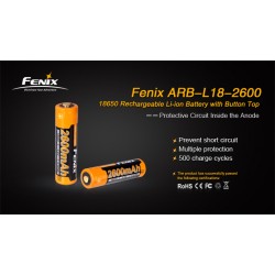 Fenix 18650 2600mAh 3.6V Button Top Rechargeable Li-ion Battery (ARB-L18-2600)