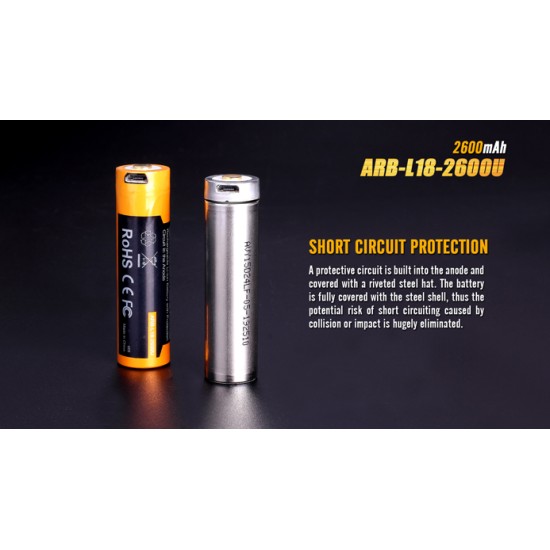 Fenix ARB-L18-2600U USB Rechargeable Li-ion 18650 2600mah Battery