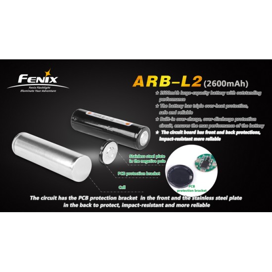 Fenix 18650 2600mAh 3.7V Rechargeable Li-ion Battery Flat Top (ARB-L2) [DISCONTINUED]
