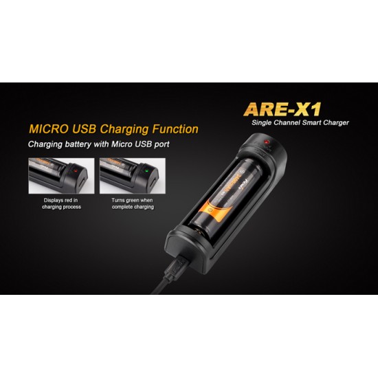 Fenix ARE-X1 - 18650, 26650 Single Battery Smart Charger with USB Charging 