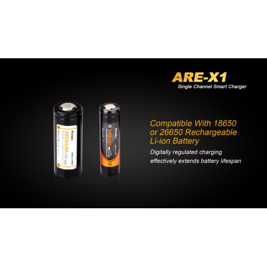 Fenix ARE-X1 - 18650, 26650 Single Battery Smart Charger with USB Charging 