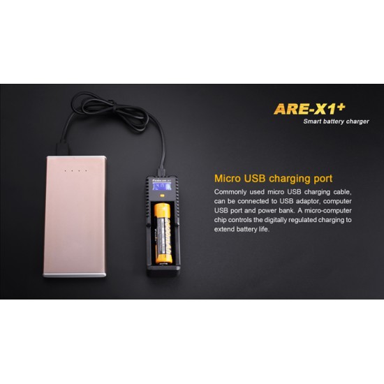 Fenix ARE-X1+  Single Battery Smart Charger with Micro USB Charging