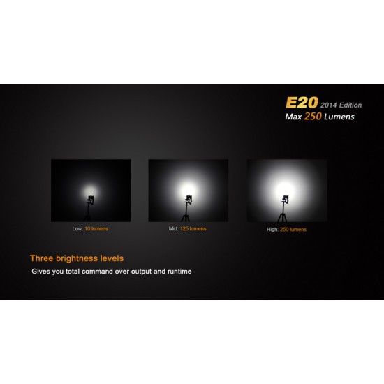 Fenix E20 LED Flashlight with Motion Control (250 Lumens, 2014 Upgraded Edition)