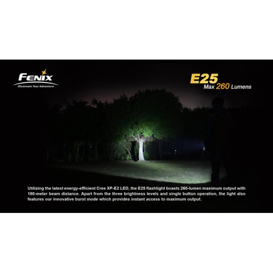 Fenix E25 LED Flashlight (260 Lumens, 2xAA) 