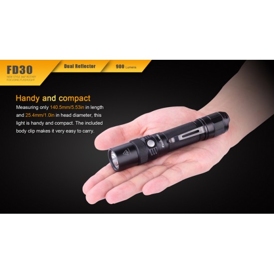 Fenix FD30 Adjustable Focus (Zoom) Tactical LED Flashlight (900 Lumens, 1x18650)