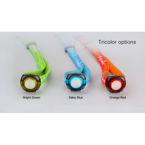 Fenix HL05 Headlamp / Clip Light (8 lumens) - Orange Red / Baby Blue / Bright Green