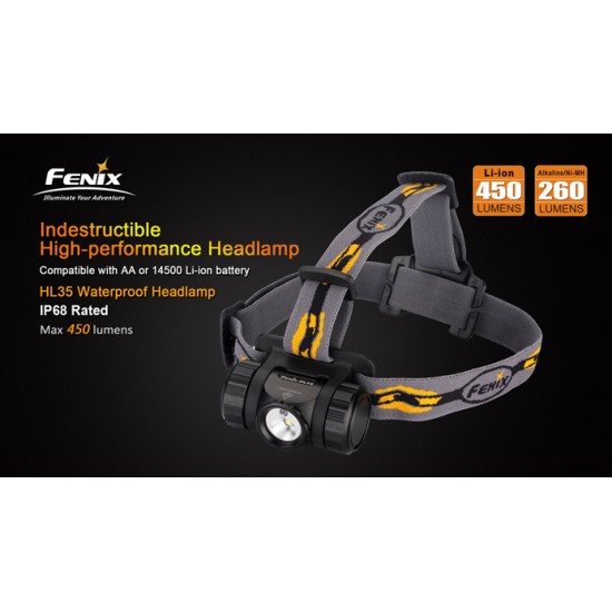 Fenix HL35 LED Headlamp (450 Lumens, 2xAA/2x14500)