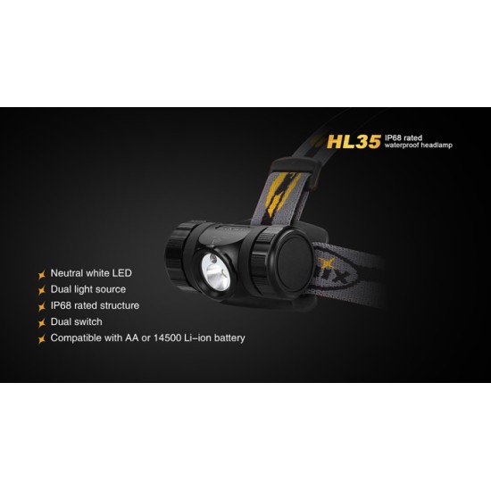 Fenix HL35 LED Headlamp (450 Lumens, 2xAA/2x14500)