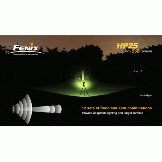 Fenix HP25 Dual Beam Headlamp (Spot and Flood - 4xAA, 360 Lumens) [DISCONTINUED]