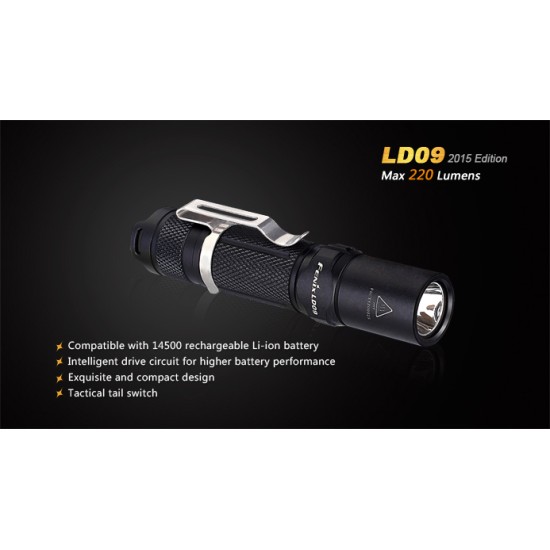 Fenix LD09 EDC LED Flashlight (1xAA/14500, 220 Lumens) 