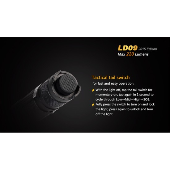 Fenix LD09 EDC LED Flashlight (1xAA/14500, 220 Lumens) 