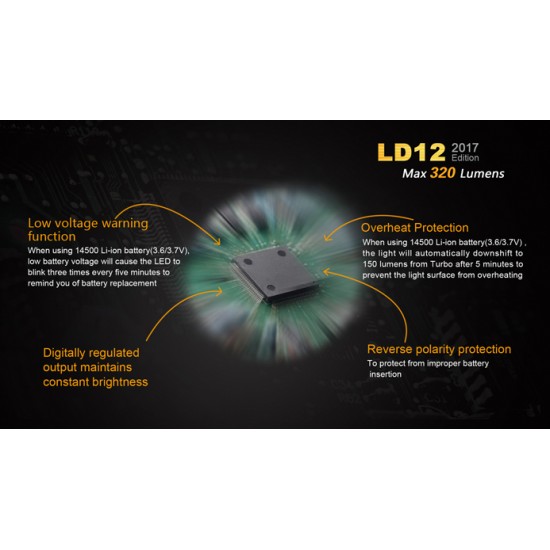 Fenix LD12 2017 Edition EDC LED Flashlight (320 Lumens, 1xAA/14500)