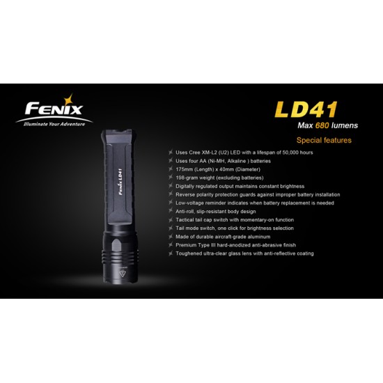 Fenix LD41 XM-L2 Flashlight - 4xAA, 680 Lumens (DISCONTINUED/UPGRADED)