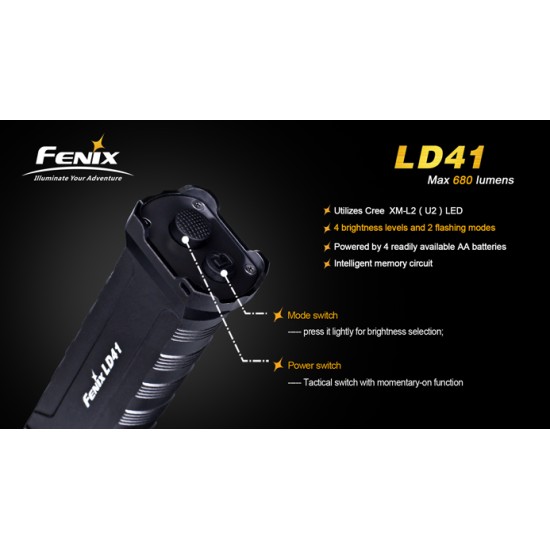 Fenix LD41 XM-L2 Flashlight - 4xAA, 680 Lumens (DISCONTINUED/UPGRADED)