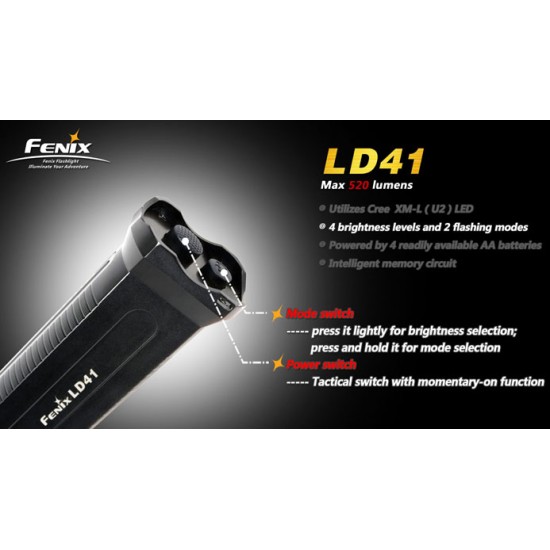 Fenix LD41 XML U2 - 4xAA Flashlight (520 Lumens) [DISCONTINUED/UPGRADED]