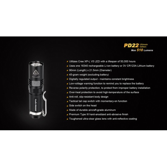 Fenix PD22 Ultimate Edition LED Flashlight (510 Lumens)