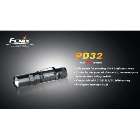 Fenix PD32 R5 Flashlight (315 Lumens, 1x18650) [DISCONTINUED & UPGRADED]