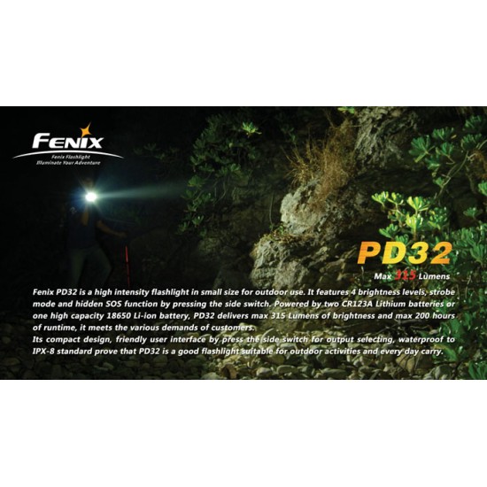 Fenix PD32 R5 Flashlight (315 Lumens, 1x18650) [DISCONTINUED & UPGRADED]