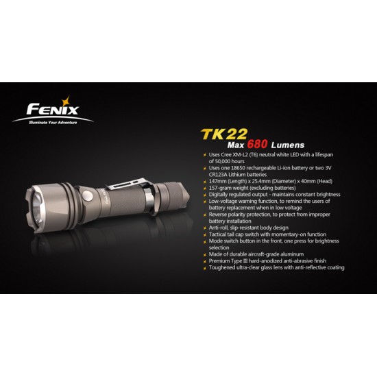 Fenix TK22 Special Edition Grey (680 Lumens) [DISCONTINUED & UPGRADED]