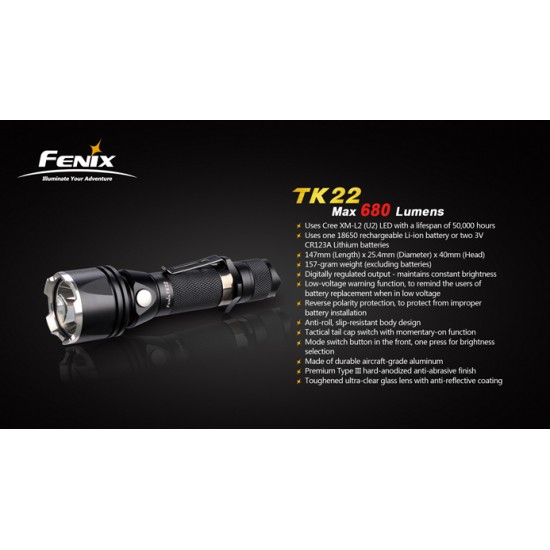 Fenix TK22 XM-L2 (680 Lumens) [UPGRADED/DISCONTINUED]