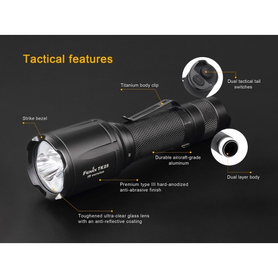 Fenix TK25 IR Infrared Tactical LED Flashlight (1000 Lumens, 1x18650)