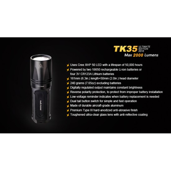 Fenix TK35 UE LED Flashlight (Ultimate Edition, 2000 Lumens, 2x18650) [DISCONTINUED]