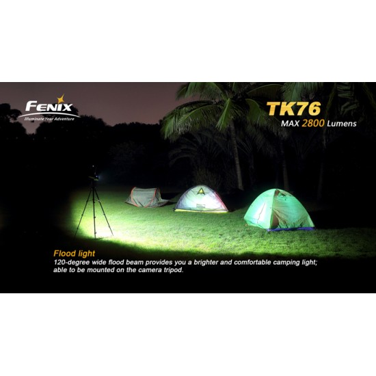 Fenix TK76 Triple LED Spot+Flood Flashlight (2800 Lumens, 4x18650)