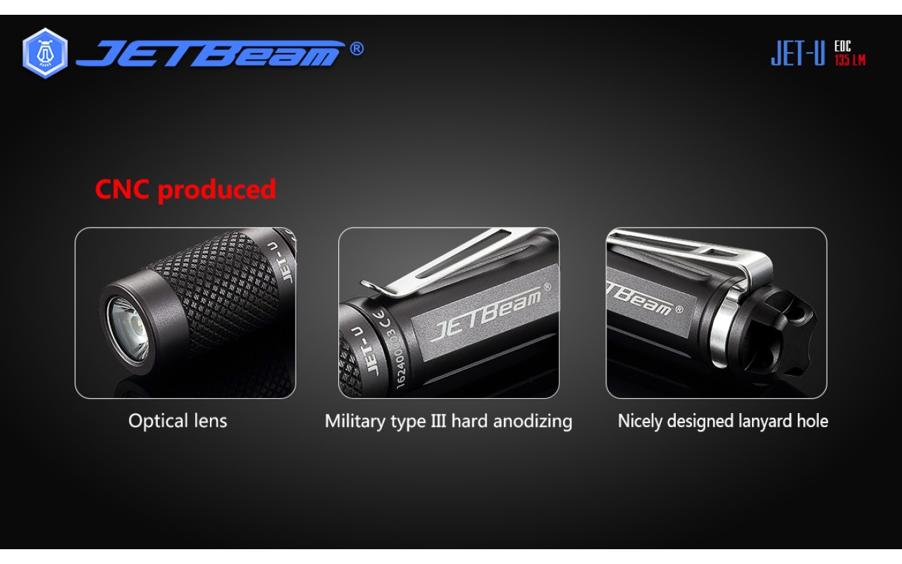 JETBeam JETU Titanium Grey EDC Keychain LED Flashlight EDC