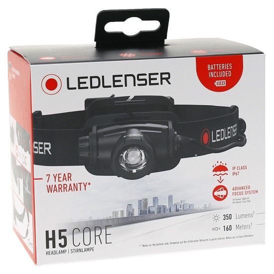Ledlenser H5 Core LED Headlamp, Compact, Light weight - 350 Lumens,  2xAA