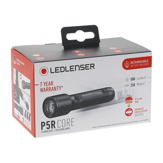 Ledlenser P5R Core Rechargeable EDC LED Flashlight, 500 Lumens, 1x14500
