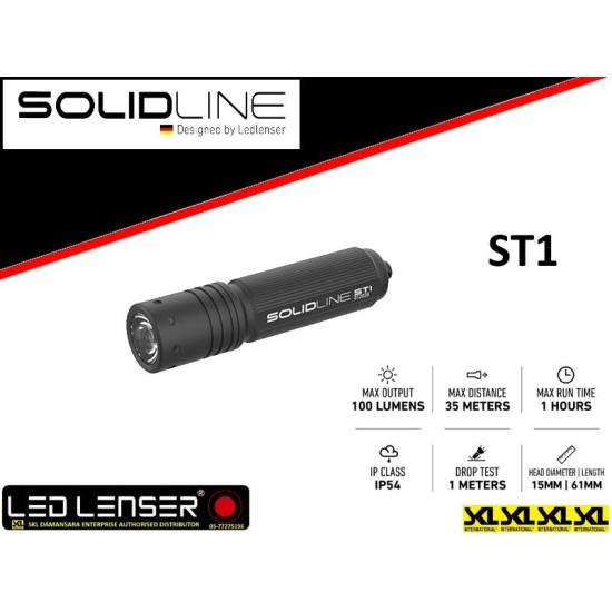 Ledlenser Solidline ST1 Keychain LED Flashlight - 100 Lumens, 1xAAA