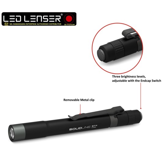 Ledlenser Solidline ST4 LED Flashlight, Pen Light - 180 Lumens, 2xAAA